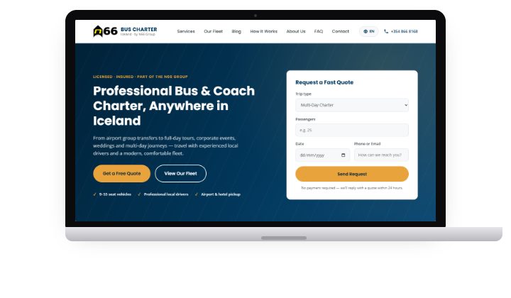 BusCharter Iceland website